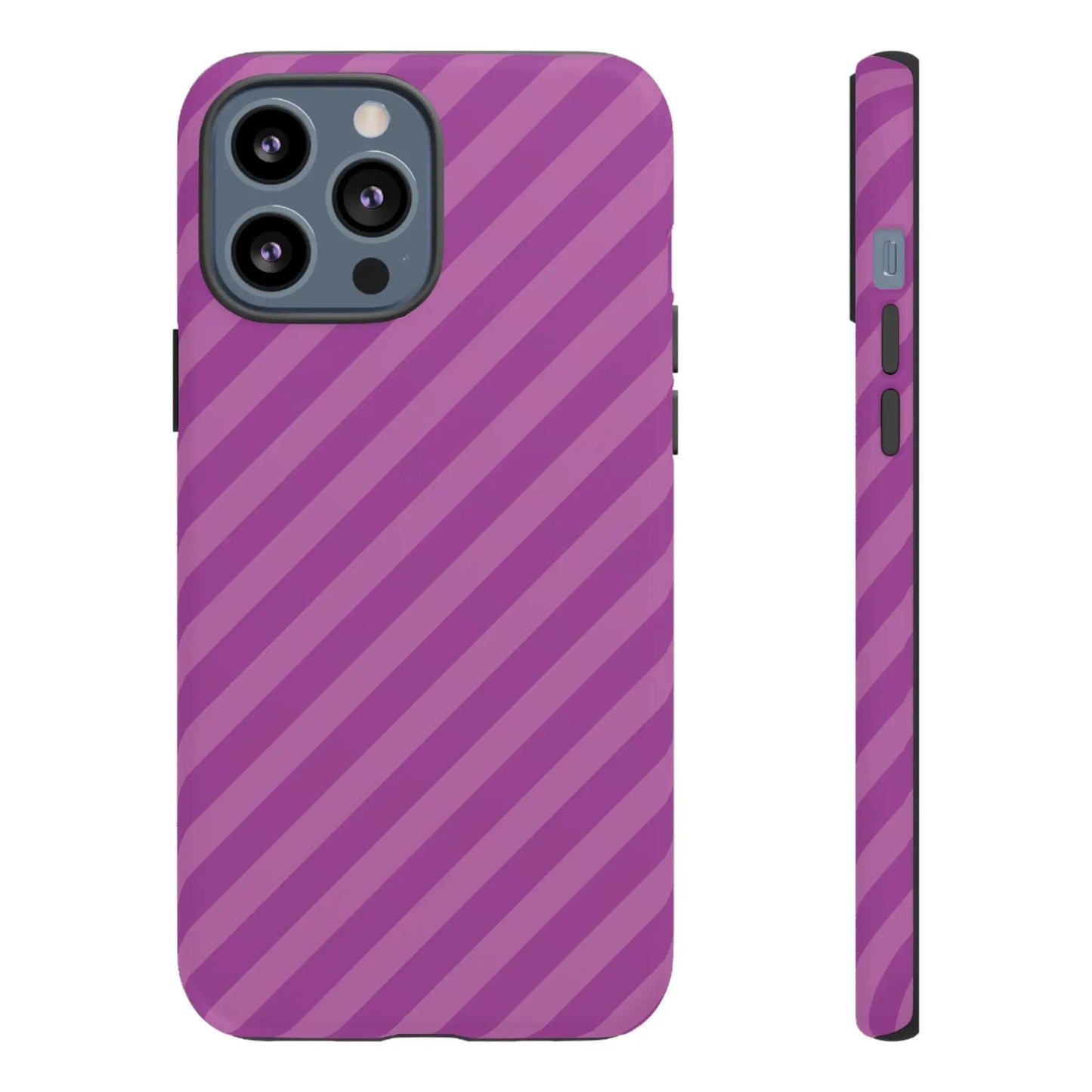 Back view of a purple diagonal phone case cover with sleek modern design for pink diagonal phone protection and style