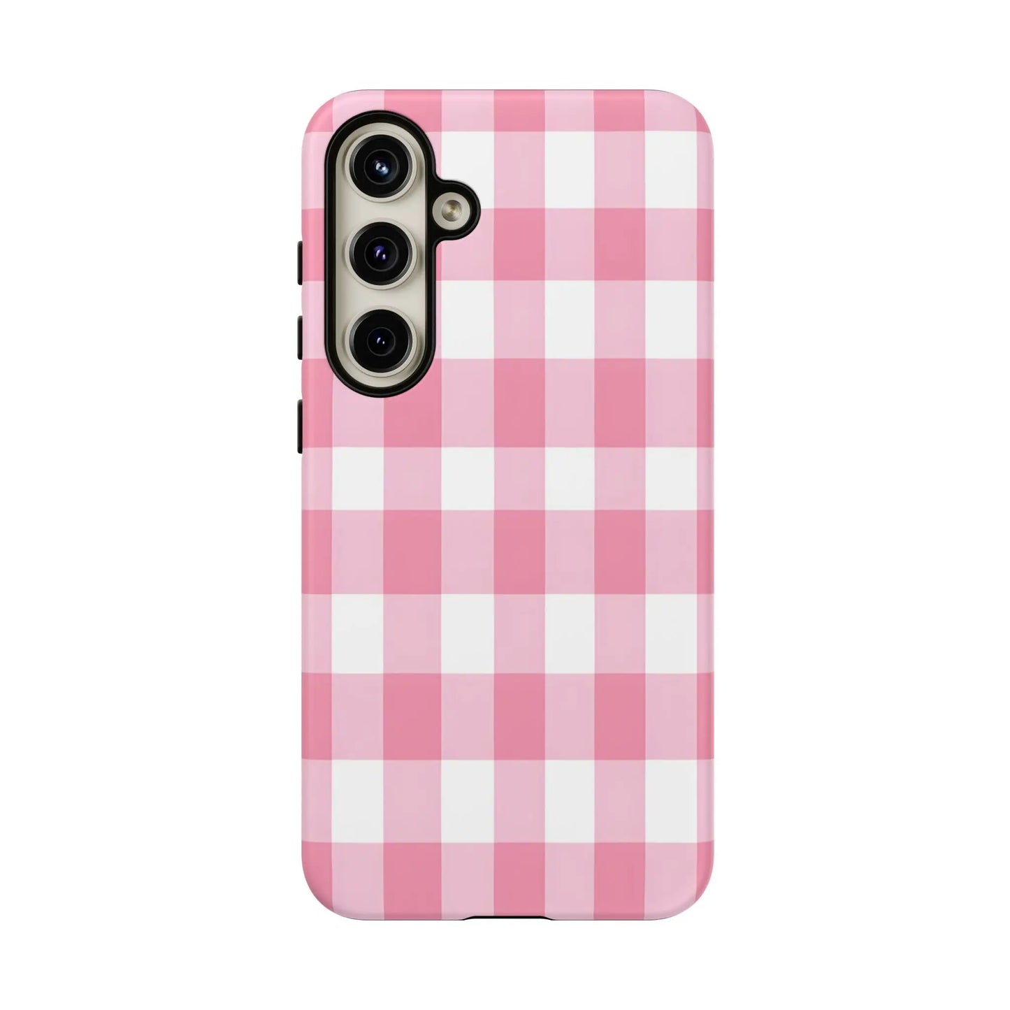 Pink gingham cute phone case featuring a pink and white gingham cute pattern perfect for fashion lovers and gifts