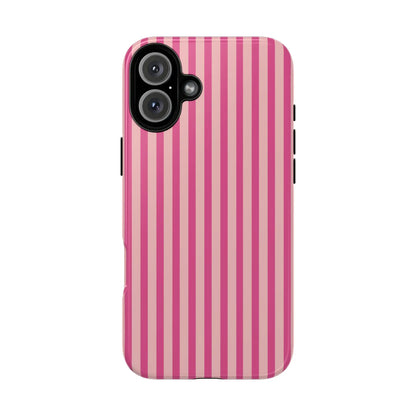Pink Stripe Everyday Phone Case Cover Protective Smartphone Cover Trendy Accessories - iPhone 16 Plus / Glossy - Phone