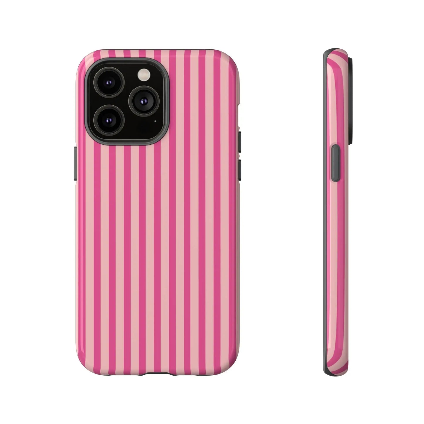 Pink Stripe Everyday Phone Case Cover Protective Smartphone Cover Trendy Accessories - iPhone 14 Pro Max / Glossy