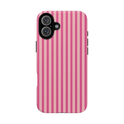 Pink Stripe Everyday Phone Case Cover Protective Smartphone Cover Trendy Accessories - iPhone 16 Plus / Matte - Phone