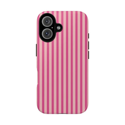 Pink Stripe Everyday Phone Case Cover Protective Smartphone Cover Trendy Accessories - iPhone 16 / Glossy - Phone Case