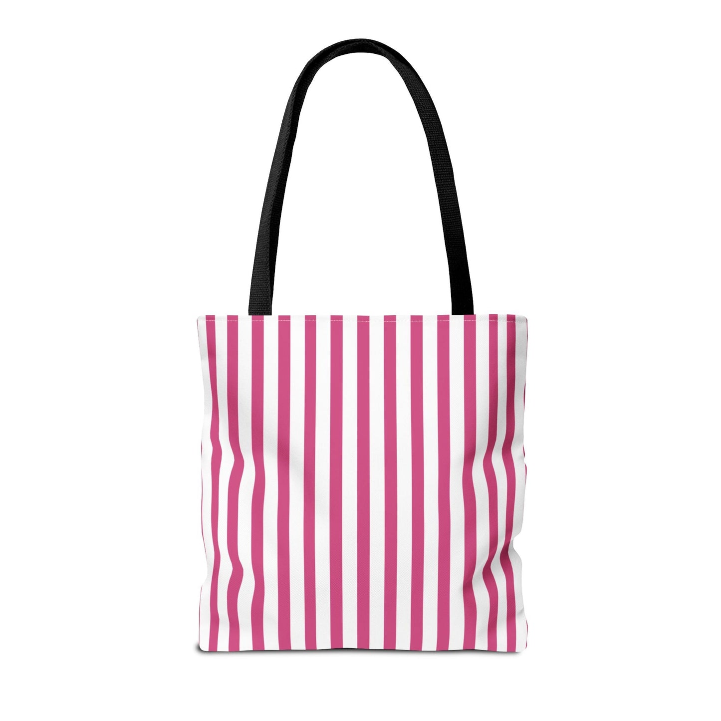 Pink Vertical Stripes Tote Bag | White or Black Handle All-Over Print - Bags