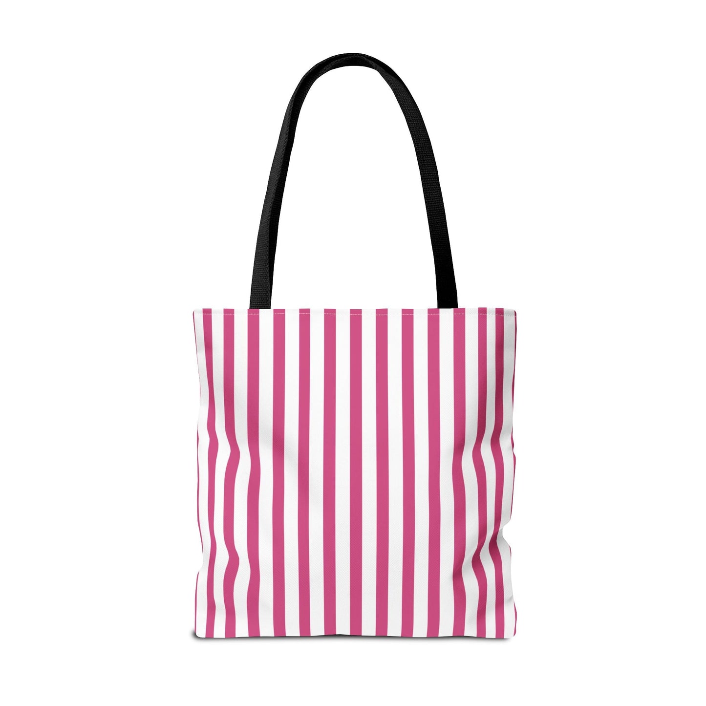 Pink Vertical Stripes Tote Bag | White or Black Handle All-Over Print - Bags