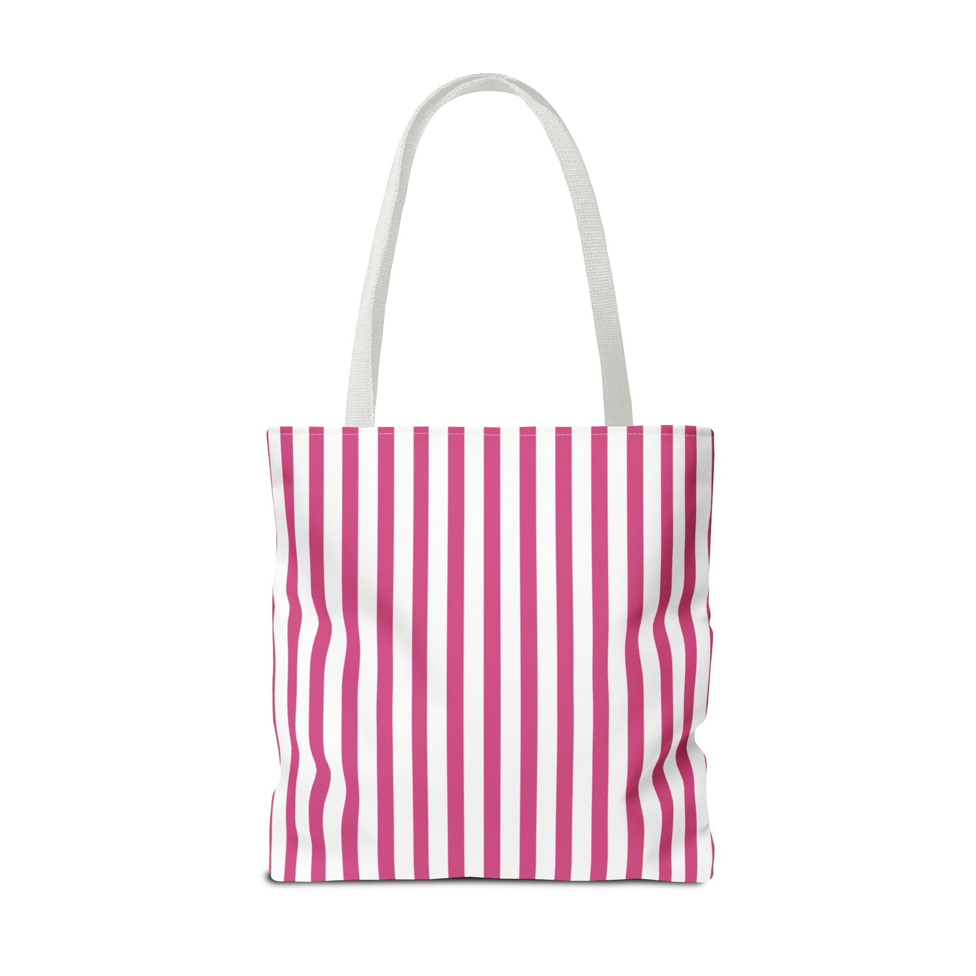 Pink Vertical Stripes Tote Bag | White or Black Handle All-Over Print - Bags