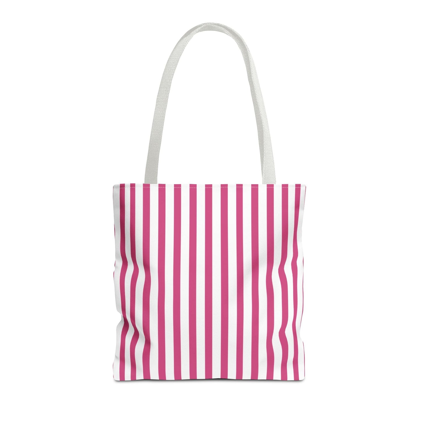 Pink Vertical Stripes Tote Bag | White or Black Handle All-Over Print - 16’’ × 16’’ / White - Bags
