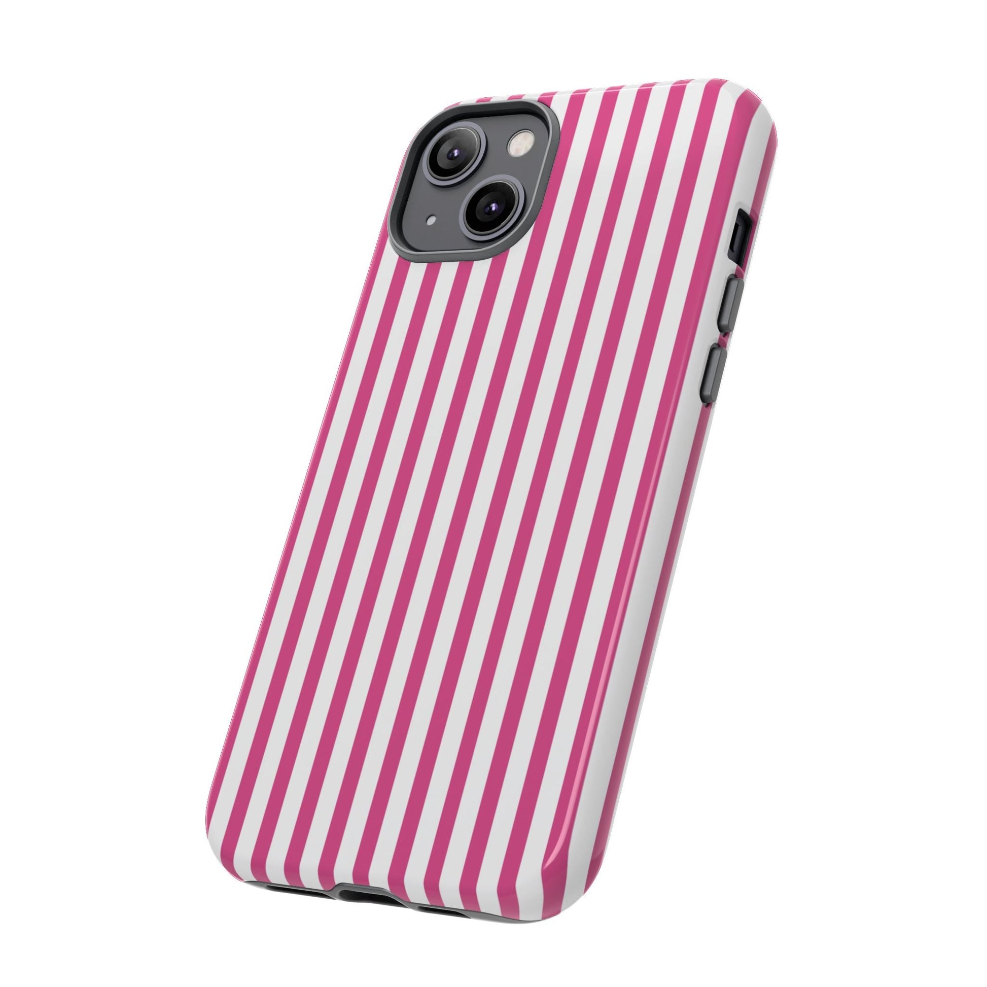 Pink & White Cute Striped Durable Phone Case Cover - Phone Case