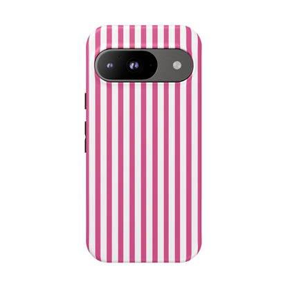Pink & White Cute Striped Durable Phone Case Cover - Google Pixel 9 / Matte - Phone Case