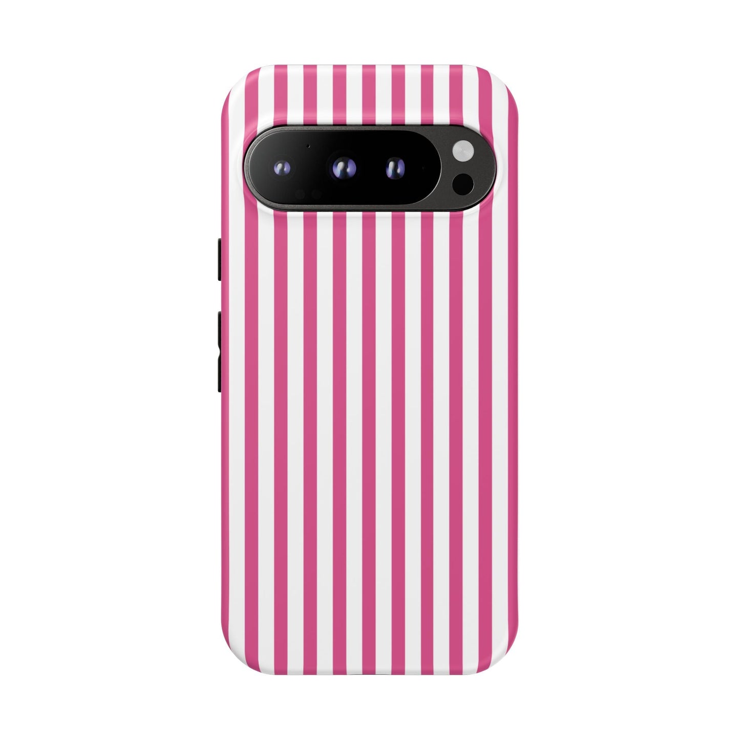 Pink & White Cute Striped Durable Phone Case Cover - Google Pixel 9 Pro / Matte - Phone Case