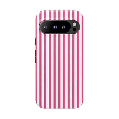 Pink & White Cute Striped Durable Phone Case Cover - Google Pixel 9 Pro / Matte - Phone Case