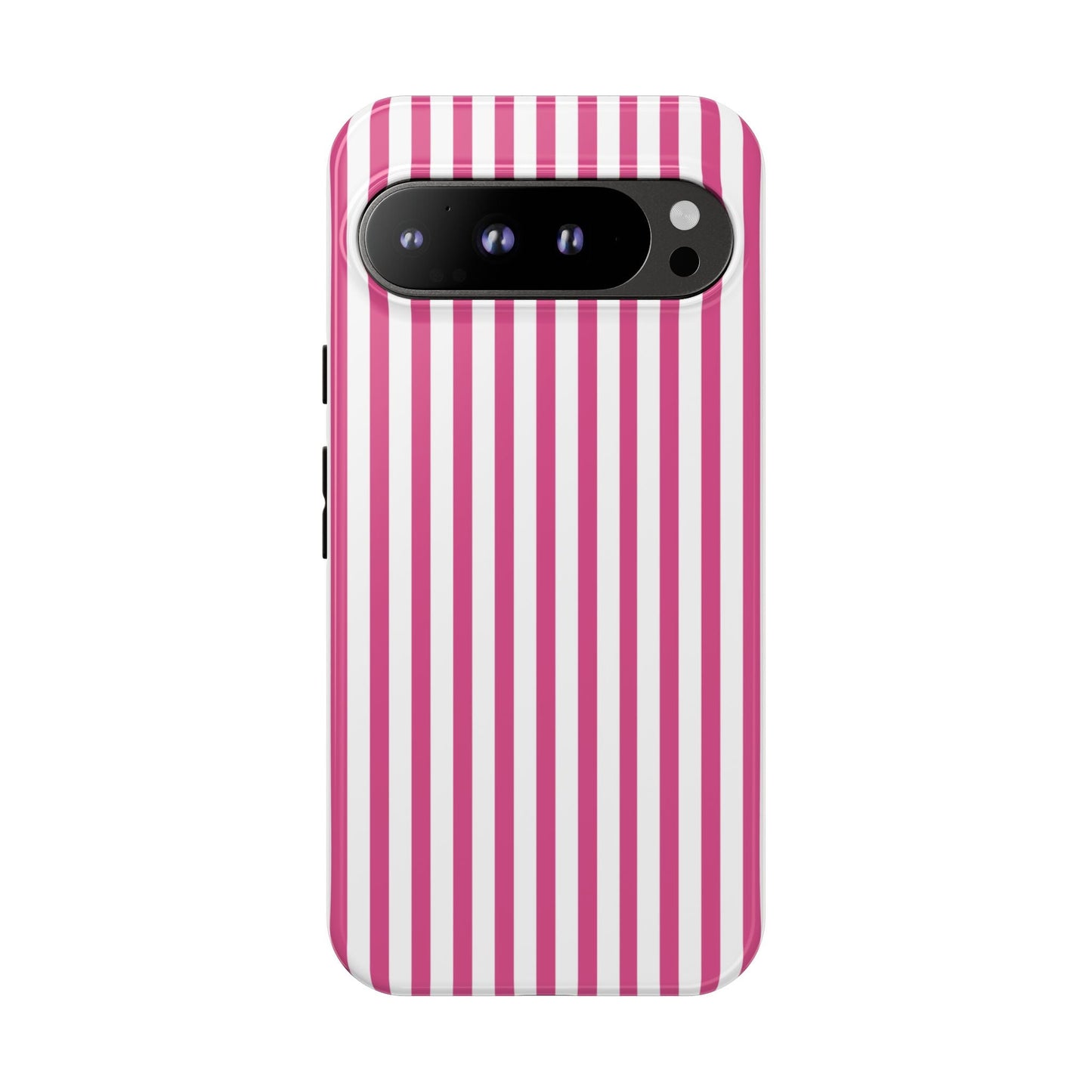Pink & White Cute Striped Durable Phone Case Cover - Google Pixel 9 Pro XL / Glossy - Phone Case
