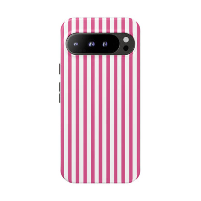 Pink & White Cute Striped Durable Phone Case Cover - Google Pixel 9 Pro XL / Matte - Phone Case
