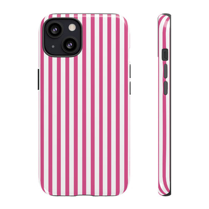 Pink & White Cute Striped Durable Phone Case Cover - iPhone 13 / Glossy - Phone Case