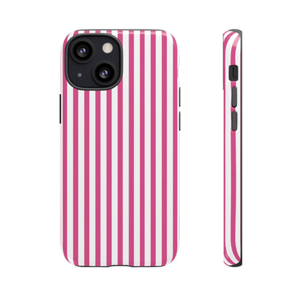 Pink & White Cute Striped Durable Phone Case Cover - iPhone 13 Mini / Glossy - Phone Case
