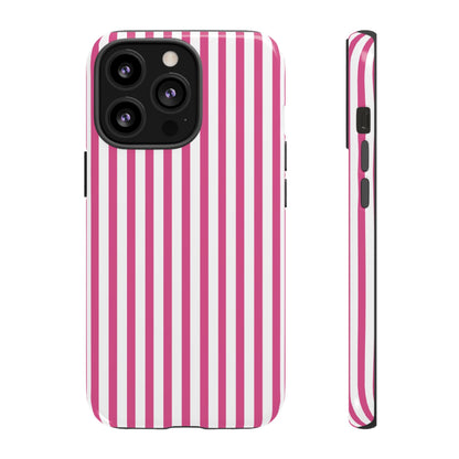 Pink & White Cute Striped Durable Phone Case Cover - iPhone 13 Pro / Glossy - Phone Case