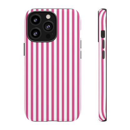 Pink & White Cute Striped Durable Phone Case Cover - iPhone 13 Pro / Matte - Phone Case