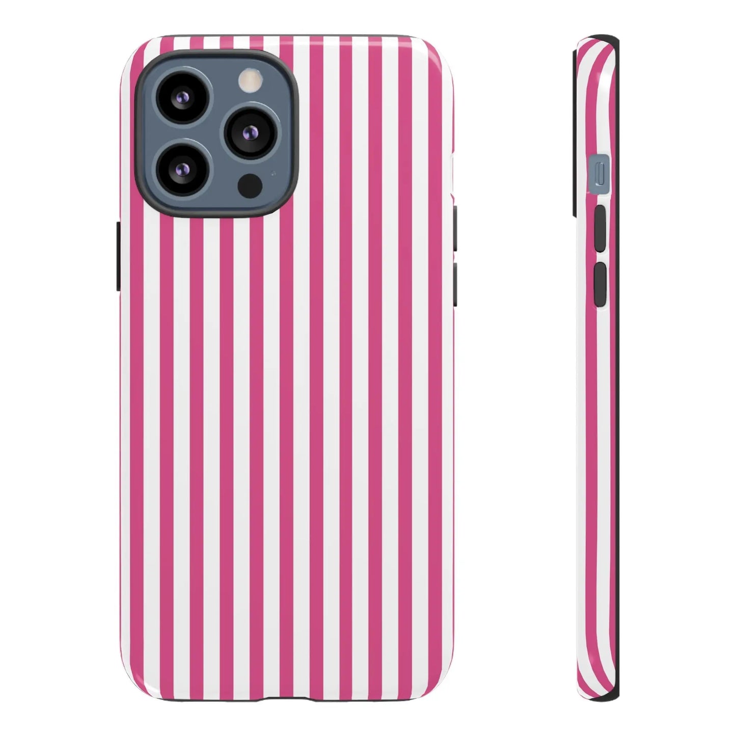 Pink & White Cute Striped Durable Phone Case Cover - iPhone 13 Pro Max / Glossy - Phone Case
