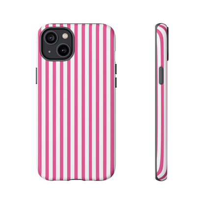 Pink & White Cute Striped Durable Phone Case Cover - iPhone 14 Plus / Matte - Phone Case