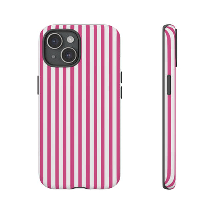 Pink & White Cute Striped Durable Phone Case Cover - iPhone 15 / Matte - Phone Case
