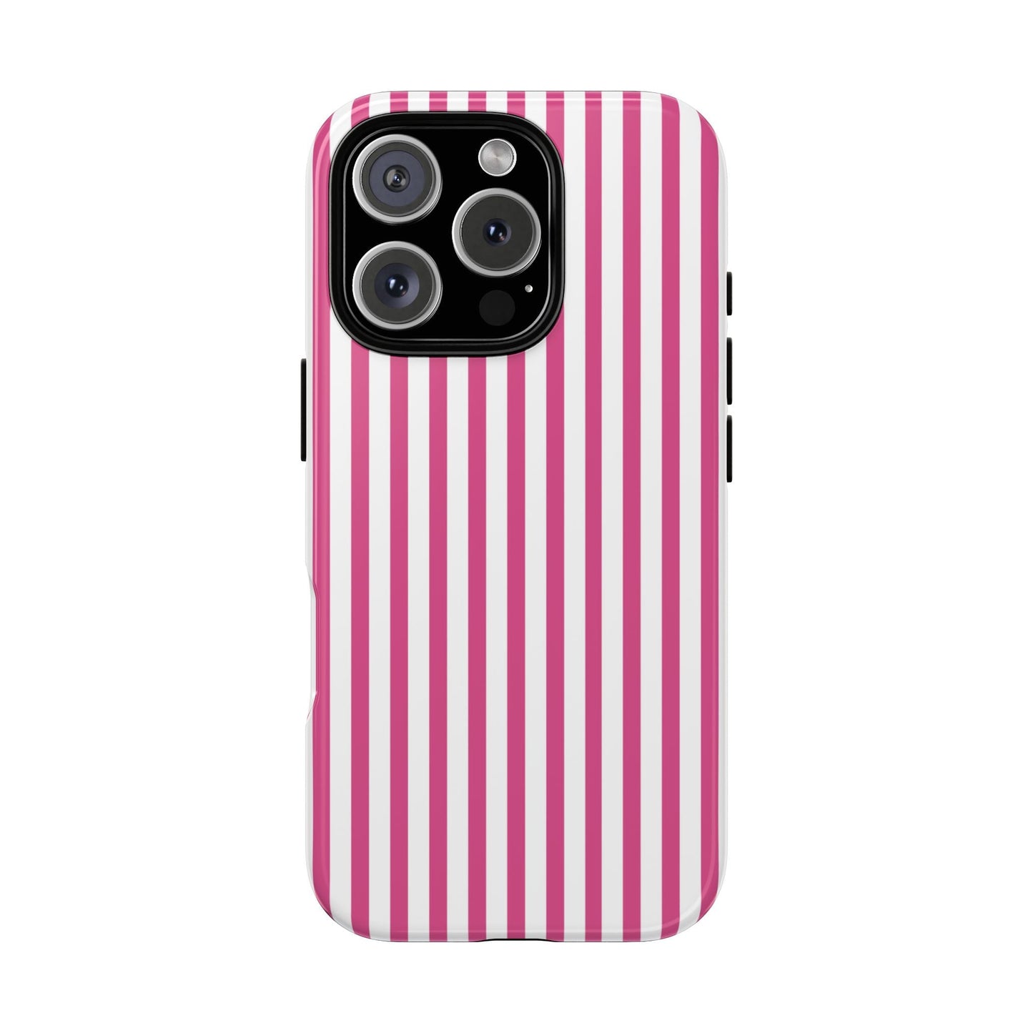 Pink & White Cute Striped Durable Phone Case Cover - iPhone 16 Pro / Glossy - Phone Case