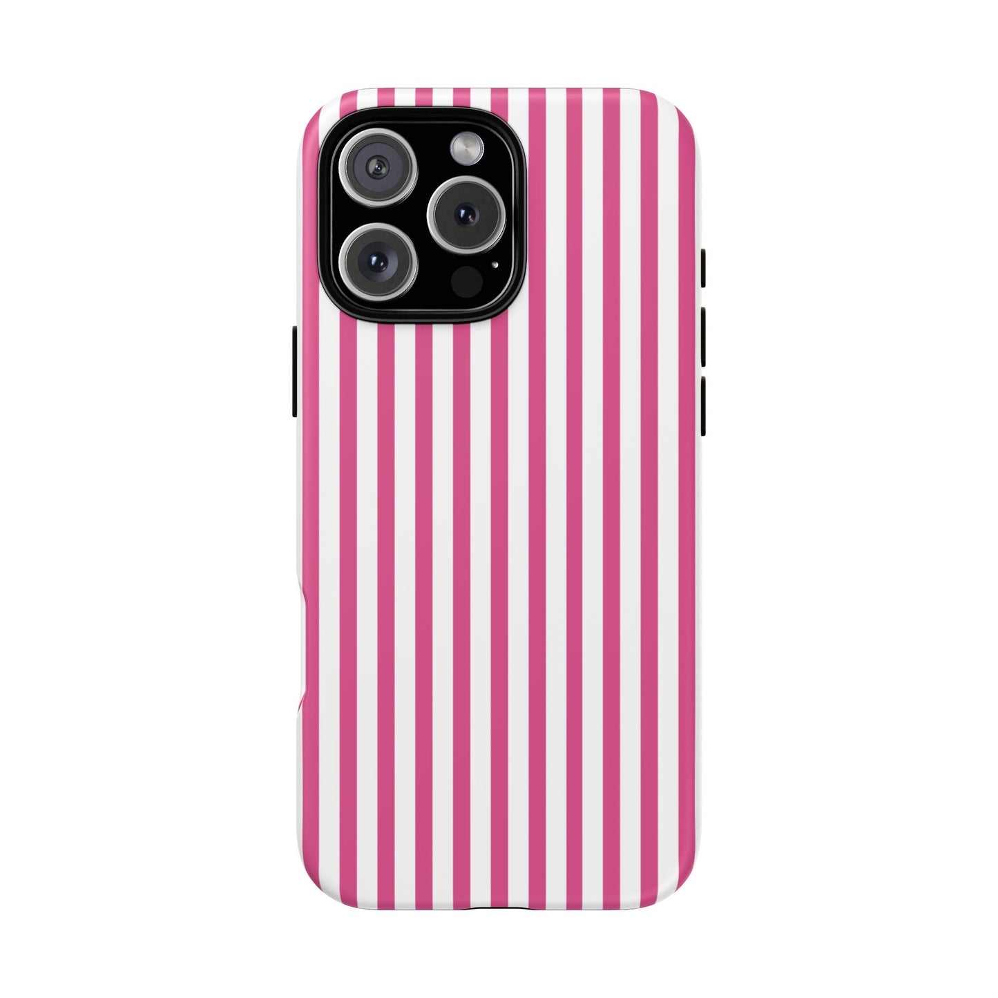 Pink & White Cute Striped Durable Phone Case Cover - iPhone 16 Pro Max / Matte - Phone Case
