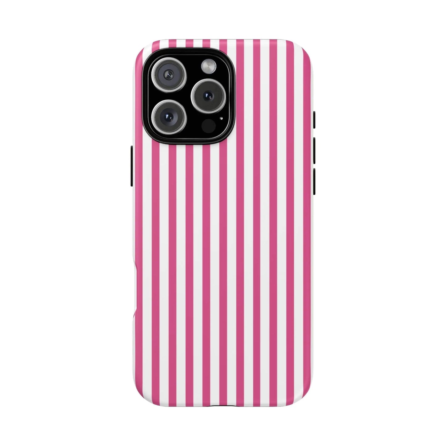 Pink & White Cute Striped Durable Phone Case Cover - iPhone 16 Pro Max / Matte - Phone Case