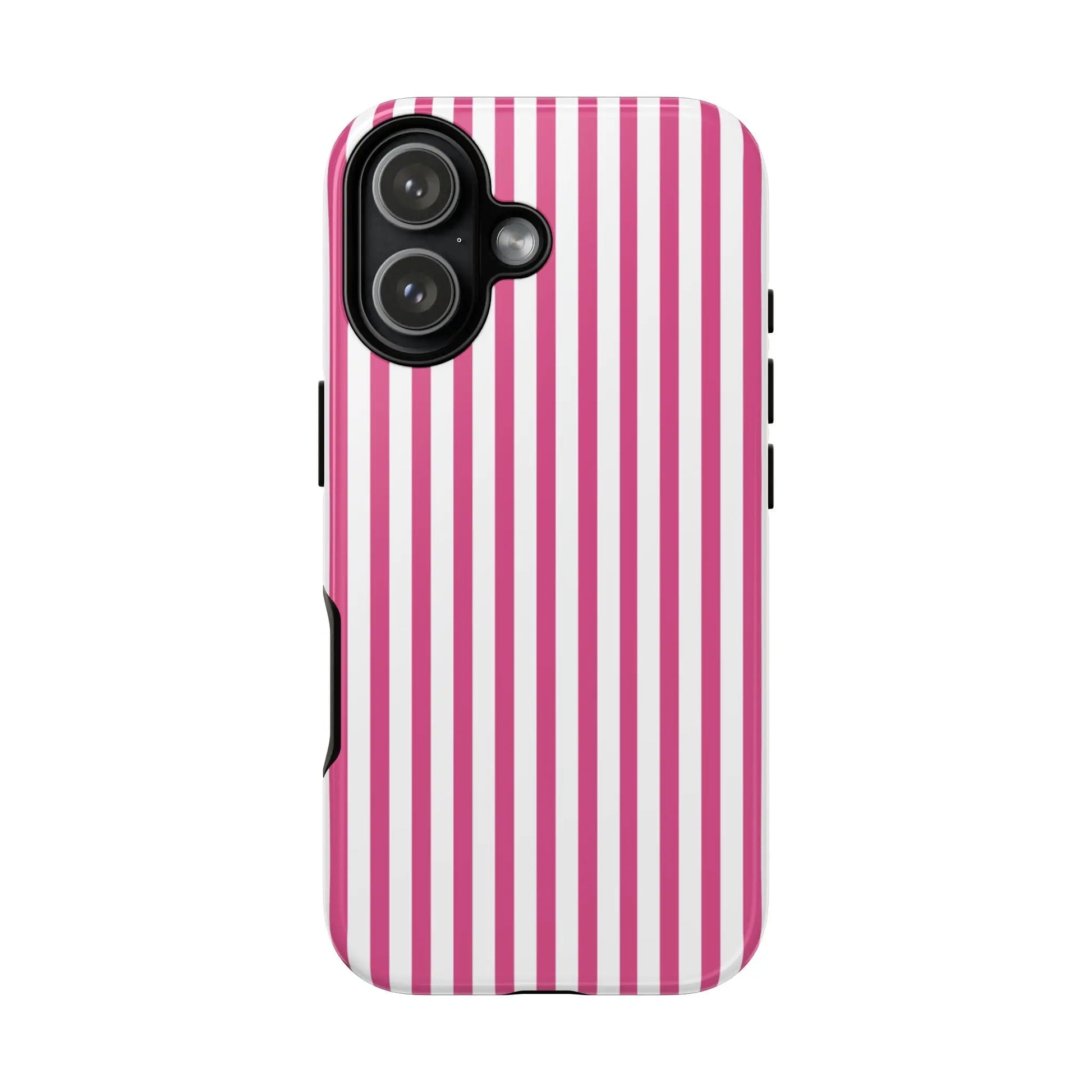Pink & White Cute Striped Durable Phone Case Cover - iPhone 17 / Glossy - Phone Case