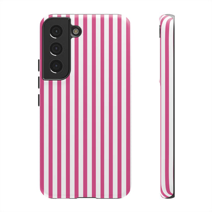 Pink & White Cute Striped Durable Phone Case Cover - Samsung Galaxy S22 / Matte - Phone Case