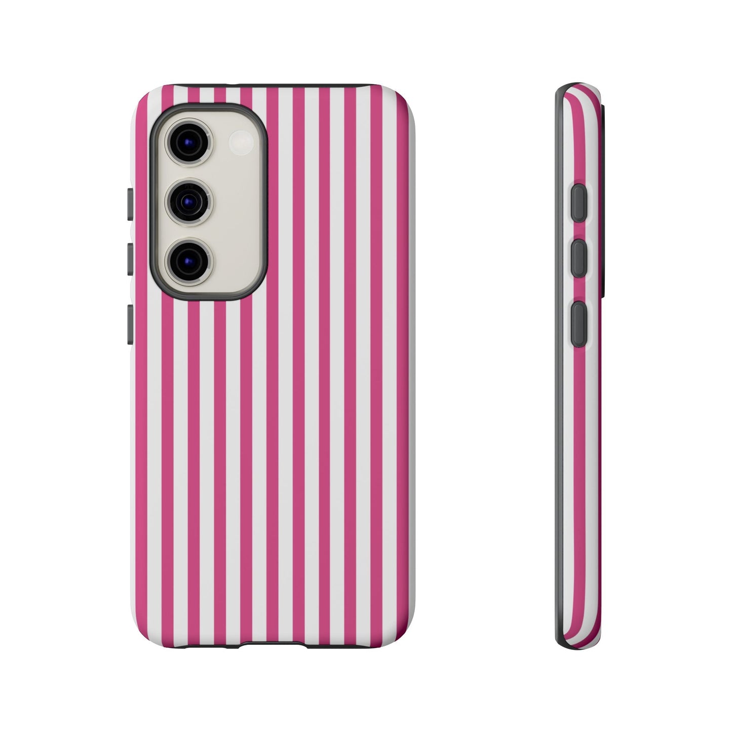 Pink & White Cute Striped Durable Phone Case Cover - Samsung Galaxy S23 / Matte - Phone Case