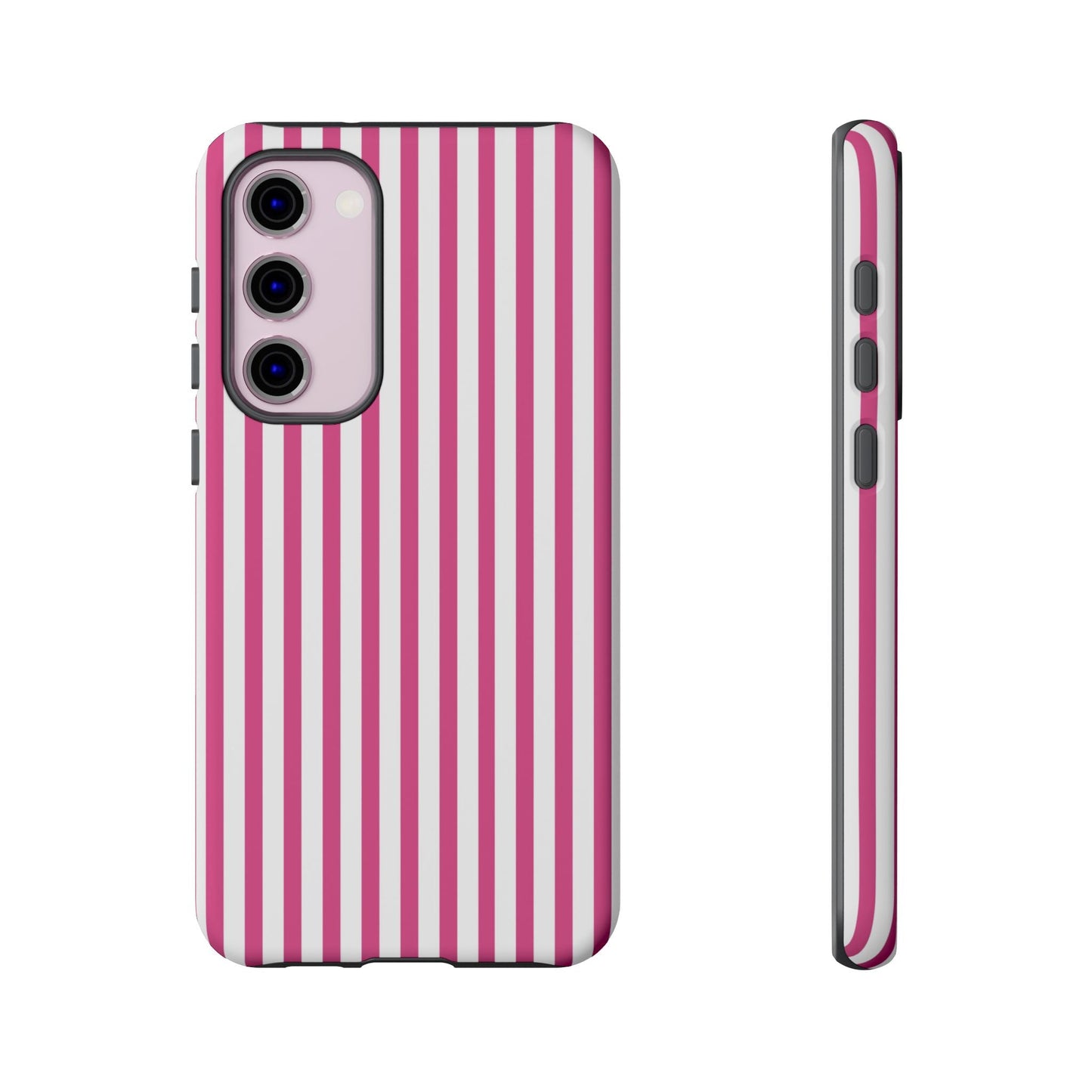 Pink & White Cute Striped Durable Phone Case Cover - Samsung Galaxy S23 Plus / Matte - Phone Case
