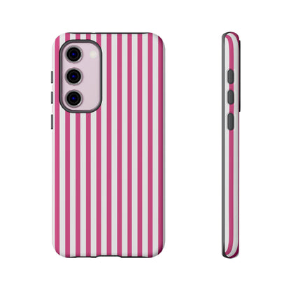 Pink & White Cute Striped Durable Phone Case Cover - Samsung Galaxy S23 Plus / Matte - Phone Case
