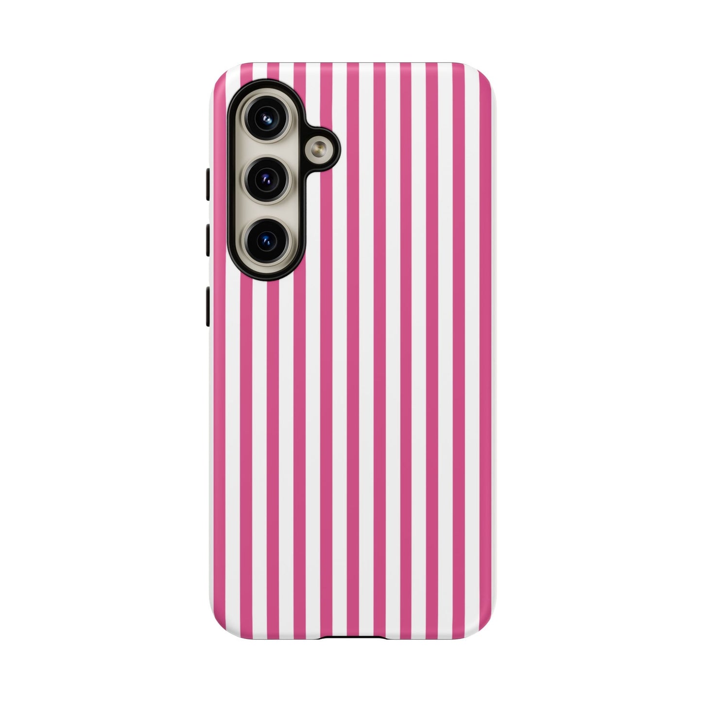 Pink & White Cute Striped Durable Phone Case Cover - Samsung Galaxy S24 / Matte - Phone Case