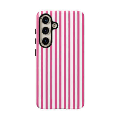 Pink & White Cute Striped Durable Phone Case Cover - Samsung Galaxy S24 / Matte - Phone Case