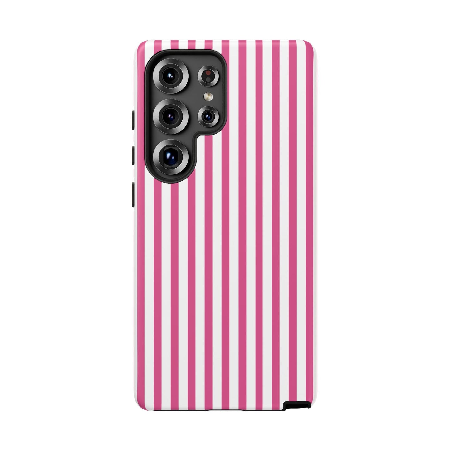 Pink & White Cute Striped Durable Phone Case Cover - Samsung Galaxy S25 Ultra / Matte - Phone Case