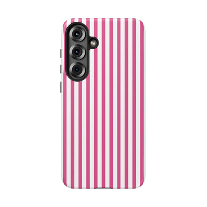 Pink & White Cute Striped Durable Phone Case Cover - Samsung Galaxy S25 Plus / Matte - Phone Case