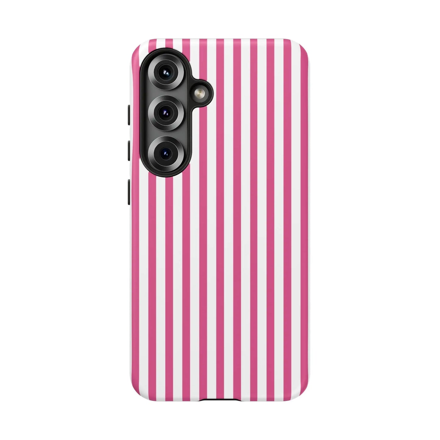 Pink & White Cute Striped Durable Phone Case Cover - Samsung Galaxy S25 / Matte - Phone Case