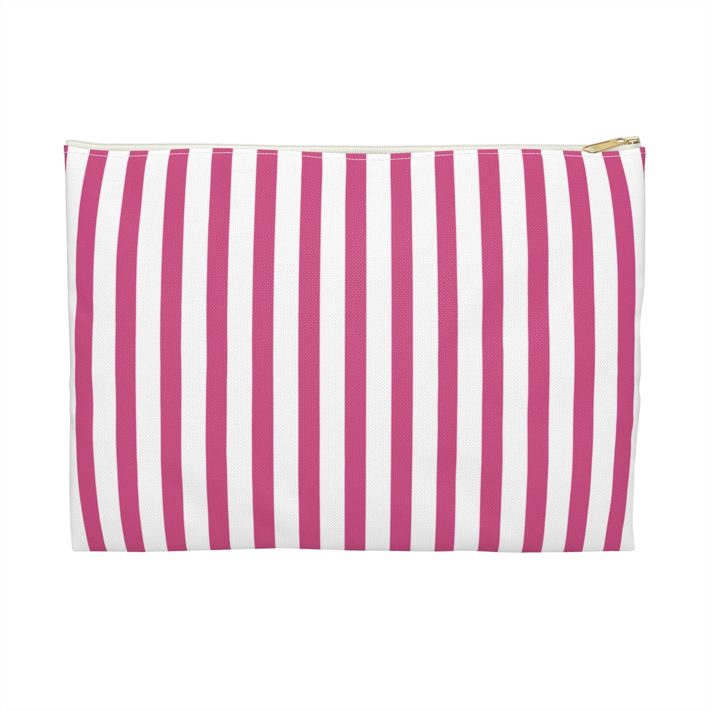 Pink & White Stripes Accessory Pouch | Makeup Bag Cosmetic Organiser - Large / White zipper - Bags