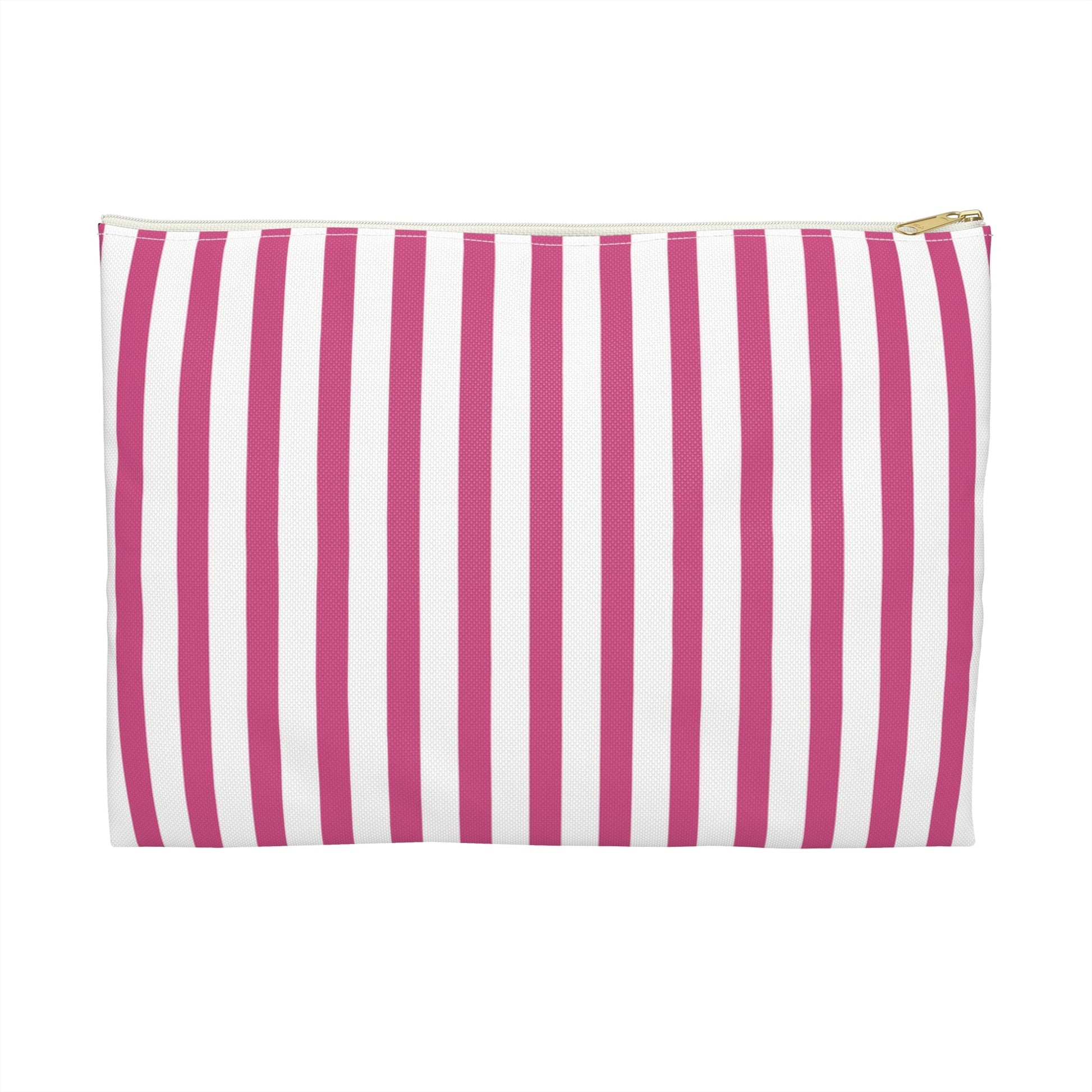 Pink & White Stripes Accessory Pouch | Makeup Bag Cosmetic Organiser - Large / White zipper - Bags