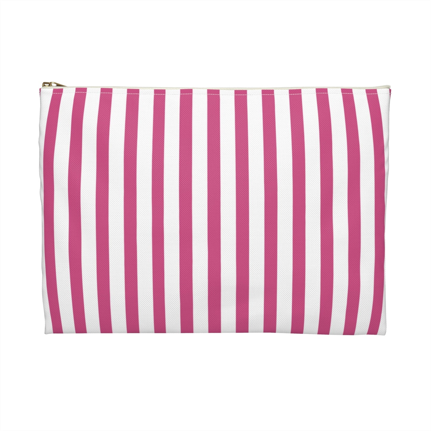 Pink & White Stripes Accessory Pouch | Makeup Bag Cosmetic Organiser - Large / White zipper - Bags