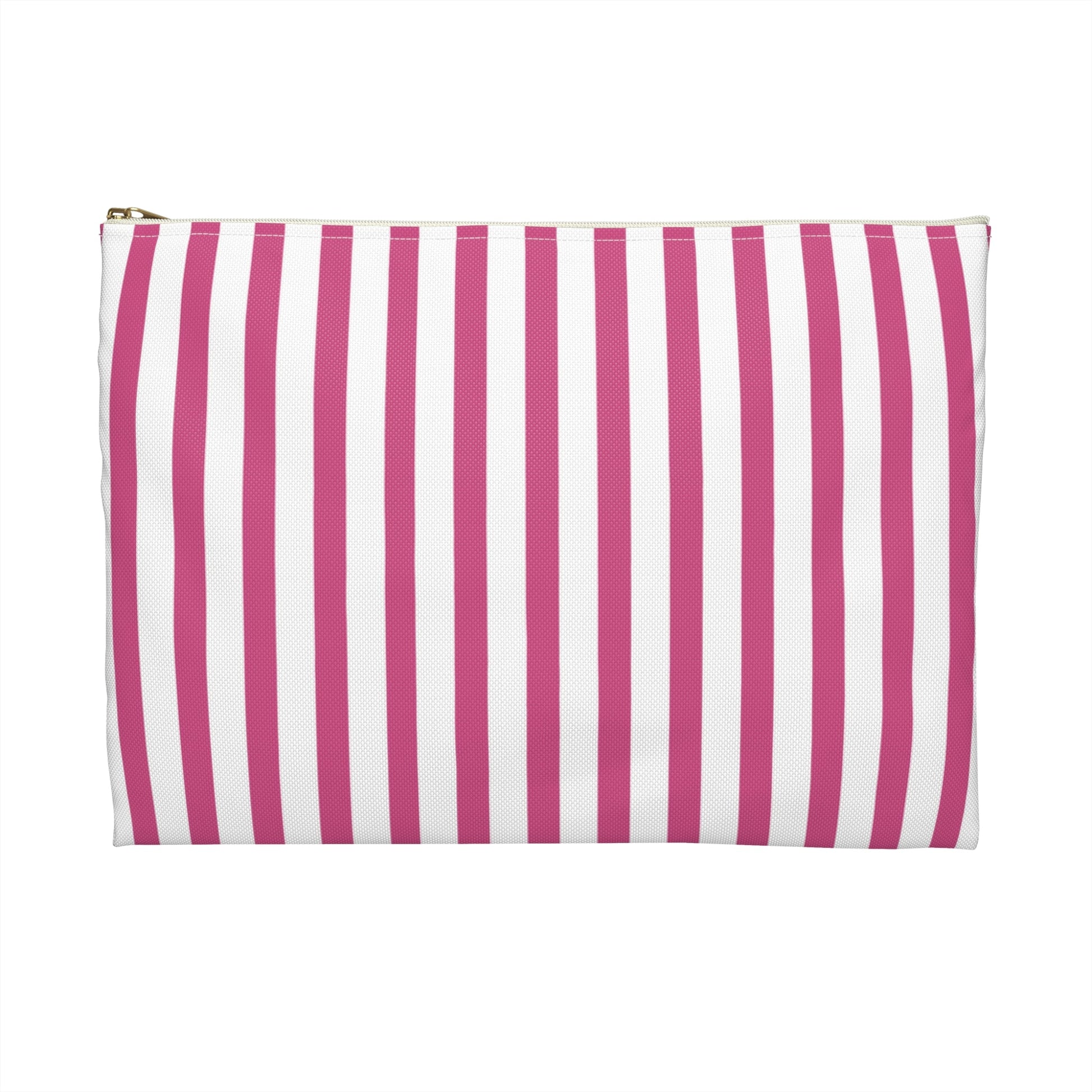 Pink & White Stripes Accessory Pouch | Makeup Bag Cosmetic Organiser - Large / White zipper - Bags