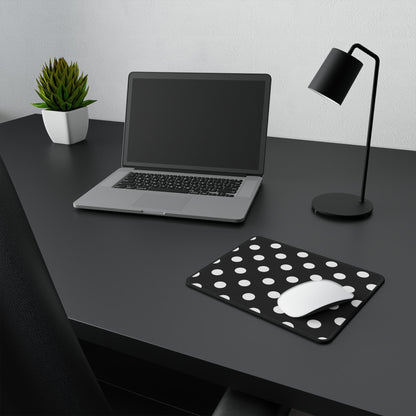 Polka Dot Black & White Non-Slip Gaming Mouse Pad - 9.5’’ × 8’’ - Mouse Pad