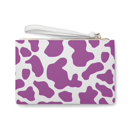 Purple Cow Print Makeup Clutch Bag