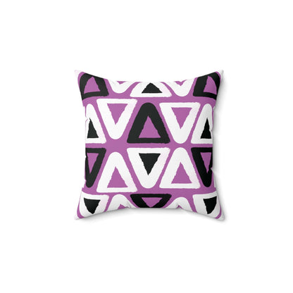Purple Triangle Pattern Square Spun Polyester Throw Pillow
