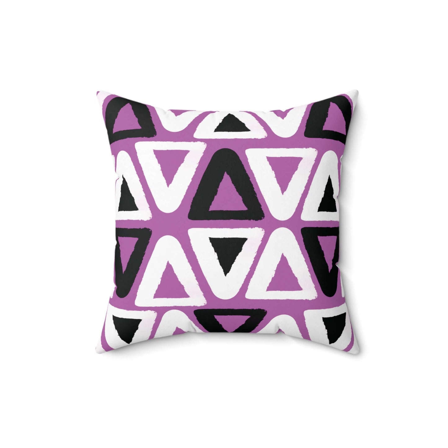 Purple Triangle Pattern Square Spun Polyester Throw Pillow