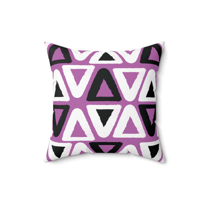 Purple Triangle Pattern Square Spun Polyester Throw Pillow