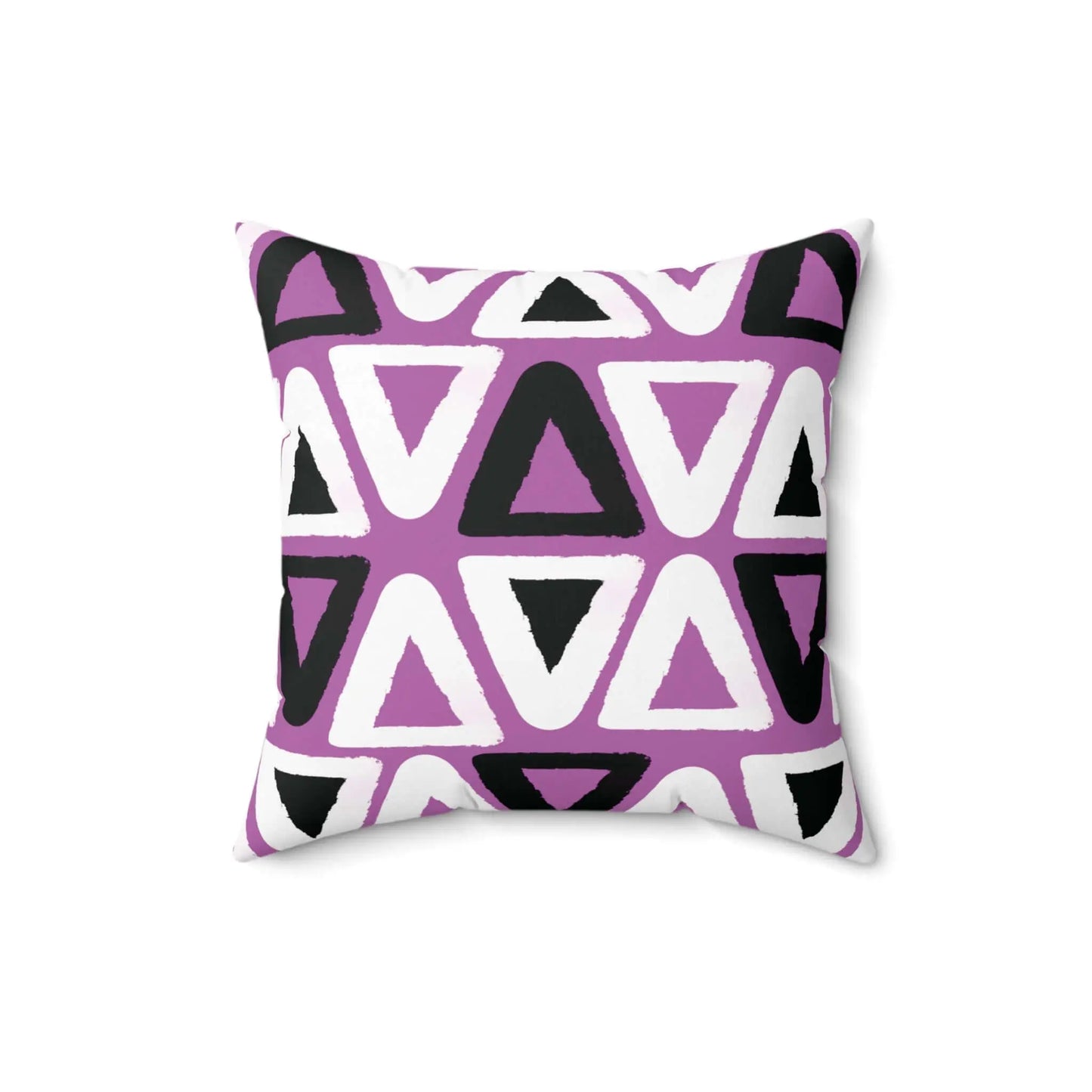 Purple Triangle Pattern Square Spun Polyester Throw Pillow