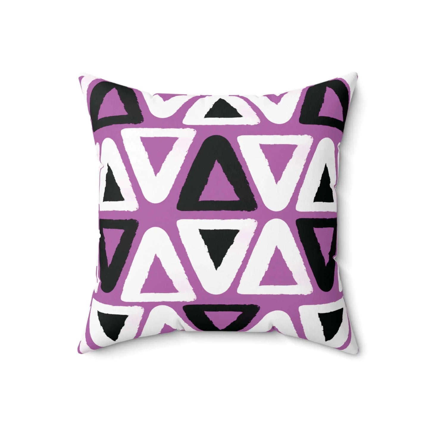 Purple Triangle Pattern Square Spun Polyester Throw Pillow