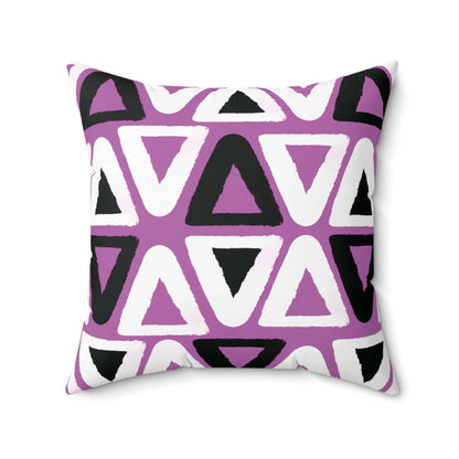 Purple Triangle Pattern Square Spun Polyester Throw Pillow