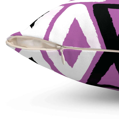 Purple Triangle Pattern Square Spun Polyester Throw Pillow