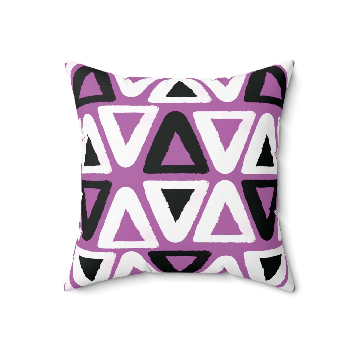 Purple Triangle Pattern Square Spun Polyester Throw Pillow